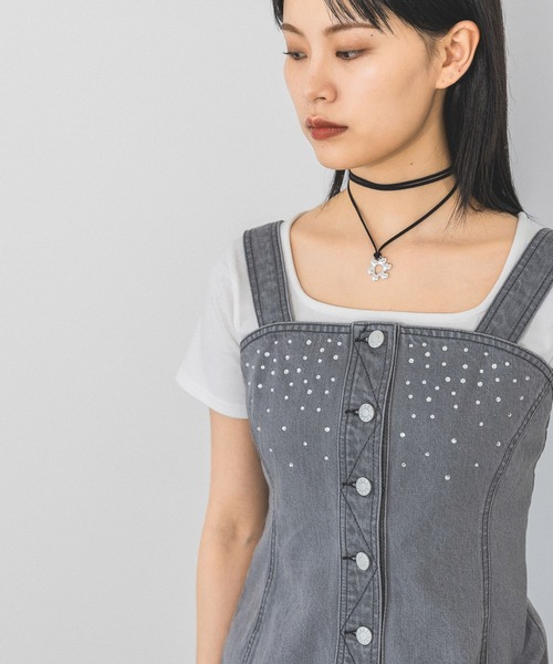 PAGEBOY（ページボーイ）の「ラインストーンデニムビスチェ（ベスト・レディース・ブルー/ブラック・FREE）」の5枚目の写真