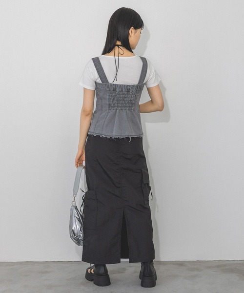 PAGEBOY（ページボーイ）の「ラインストーンデニムビスチェ（ベスト・レディース・ブルー/ブラック・FREE）」の7枚目の写真