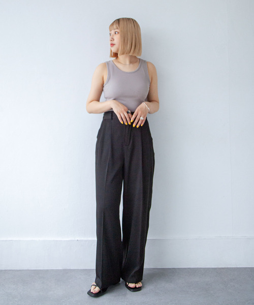 Chillfar(チルファー)の「カップ付き デイリーカラータンク(タンクトップ・レディース・オートミール/ブラック系/ホワイト/ブラウン/ブラック/グレイッシュベージュ/アイボリー/ブラウン系/グレー/グレー系・FREE)」の14枚目の写真