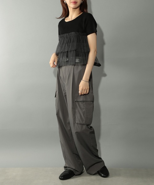 MAISON BREEZE reveur（メゾンブリーズレヴール）の「【MAISON BREEZE reveur】 チュールフリル半袖ニット half sleeve ruffle frill tulle knit（ニット/セーター・レディース・オフホワイト/グレー/ブラック・FREE）」の11枚目の写真