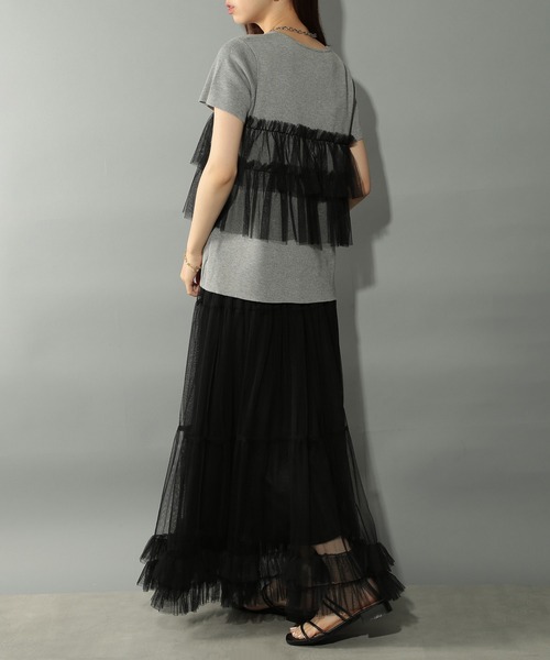 MAISON BREEZE reveur（メゾンブリーズレヴール）の「【MAISON BREEZE reveur】 チュールフリル半袖ニット half sleeve ruffle frill tulle knit（ニット/セーター・レディース・オフホワイト/グレー/ブラック・FREE）」の19枚目の写真