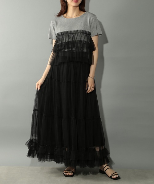 MAISON BREEZE reveur（メゾンブリーズレヴール）の「【MAISON BREEZE reveur】 チュールフリル半袖ニット half sleeve ruffle frill tulle knit（ニット/セーター・レディース・オフホワイト/グレー/ブラック・FREE）」の18枚目の写真