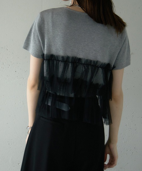 MAISON BREEZE reveur(メゾンブリーズレヴール)の「【MAISON BREEZE reveur】 チュールフリル半袖ニット half sleeve ruffle frill tulle knit(ニット/セーター・レディース・オフホワイト/グレー/ブラック・FREE)」の11枚目の写真