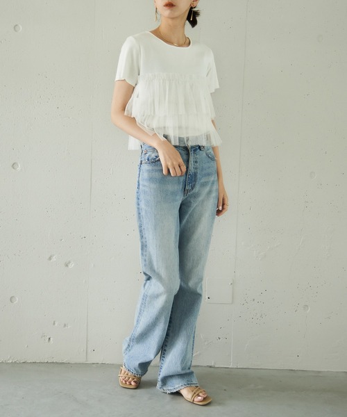 MAISON BREEZE reveur(メゾンブリーズレヴール)の「【MAISON BREEZE reveur】 チュールフリル半袖ニット half sleeve ruffle frill tulle knit(ニット/セーター・レディース・オフホワイト/グレー/ブラック・FREE)」の19枚目の写真