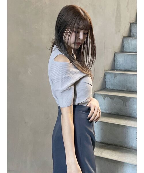 MURUA（ムルーア）の「ジップカシュクールニット（ニット/セーター・レディース・ブルー/オレンジ/ブラック/ベージュ・FREE）」の19枚目の写真