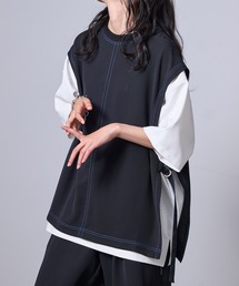 JUNRED | 【 セットアップ対応 】ドレープツイルアジャストスリットベスト(ベスト)