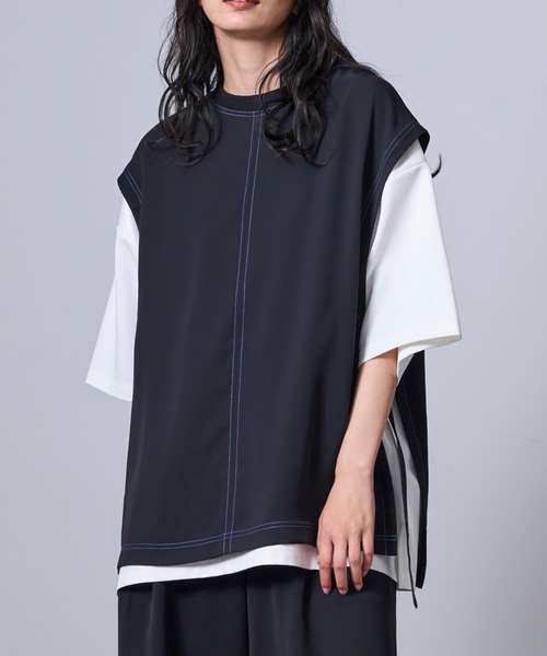 JUNRED（ジュンレッド）の「【 セットアップ対応 】ドレープツイルアジャストスリットベスト（ベスト・メンズ・ネイビー/ブラック・L/M/S）」の3枚目の写真