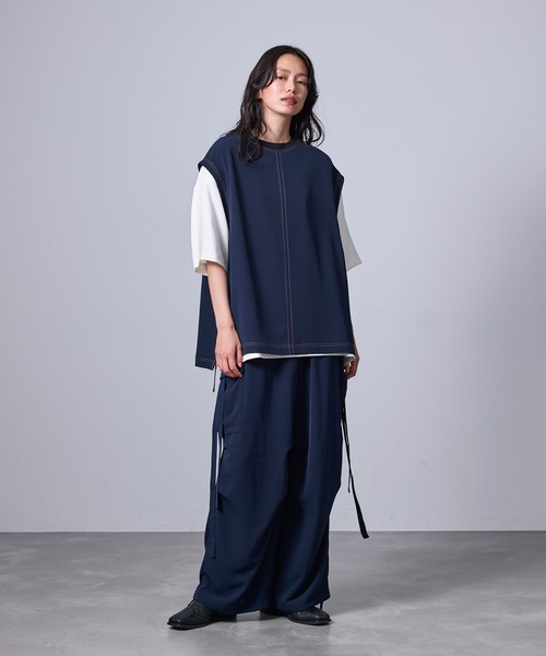 JUNRED（ジュンレッド）の「【 セットアップ対応 】ドレープツイルアジャストスリットベスト（ベスト・メンズ・ネイビー/ブラック・L/M/S）」の12枚目の写真