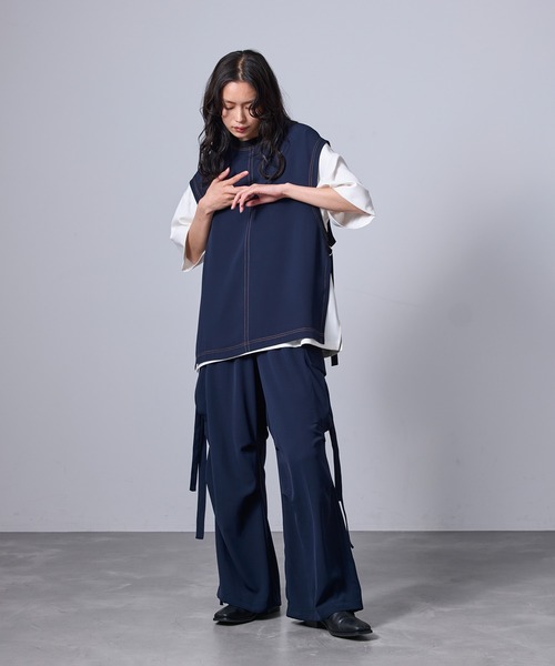 JUNRED（ジュンレッド）の「【 セットアップ対応 】ドレープツイルアジャストスリットベスト（ベスト・メンズ・ネイビー/ブラック・L/M/S）」の13枚目の写真