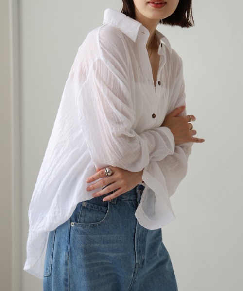 Bou Jeloud(ブージュルード)の「コットンガーゼカラーブラウス(シャツ/ブラウス・レディース・ブラック/ホワイト/パープル/イエロー/ブルー・FREE)」の7枚目の写真