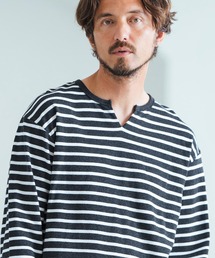 Magine | mlt4788-Border Pattern Span Fraise Long Sleeve Cut Sew ロンT(Tシャツ/カットソー)