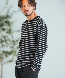 Magine（マージン）の「mlt4788-Border Pattern Span Fraise Long Sleeve Cut Sew ロンT（Tシャツ/カットソー・メンズ）」