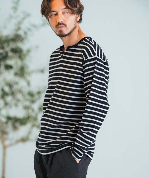 mlt4788-Border Pattern Span Fraise Long Sleeve Cut Sew ロンT（Tシャツ/カットソー）｜Magine（マージン）