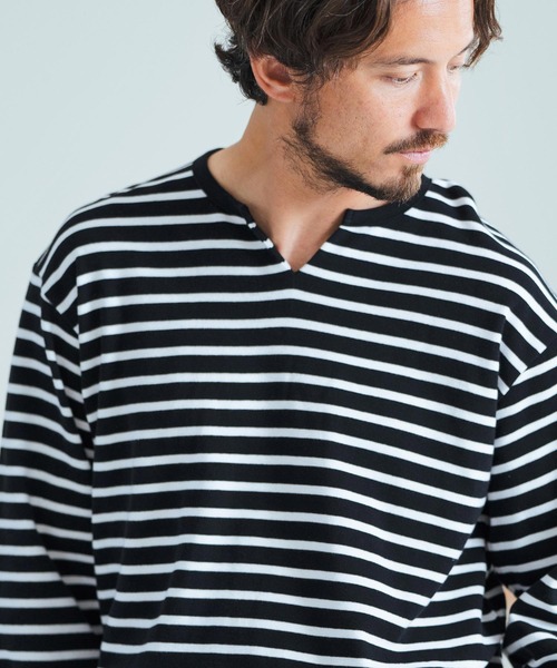 Magine(マージン)の「mlt4788-Border Pattern Span Fraise Long Sleeve Cut Sew ロンT(Tシャツ/カットソー・メンズ・ブラック×ホワイト/ブラック×グレー/グレー×ホワイト・44/46/48)」の10枚目の写真