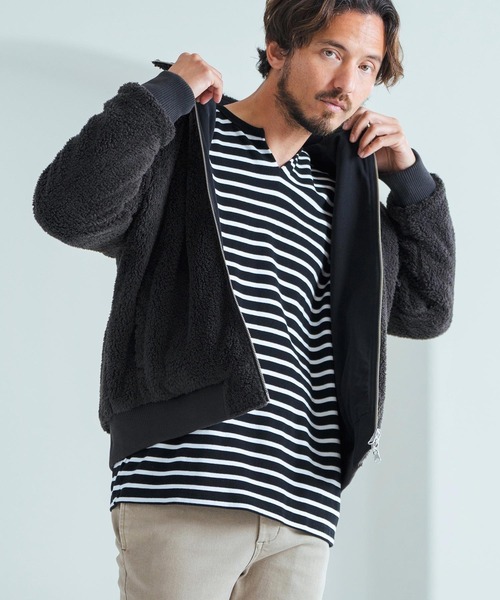 Magine(マージン)の「mlt4788-Border Pattern Span Fraise Long Sleeve Cut Sew ロンT(Tシャツ/カットソー・メンズ・ブラック×ホワイト/ブラック×グレー/グレー×ホワイト・44/46/48)」の13枚目の写真