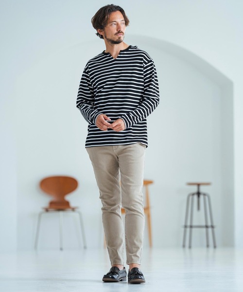 Magine(マージン)の「mlt4788-Border Pattern Span Fraise Long Sleeve Cut Sew ロンT(Tシャツ/カットソー・メンズ・ブラック×ホワイト/ブラック×グレー/グレー×ホワイト・44/46/48)」の14枚目の写真