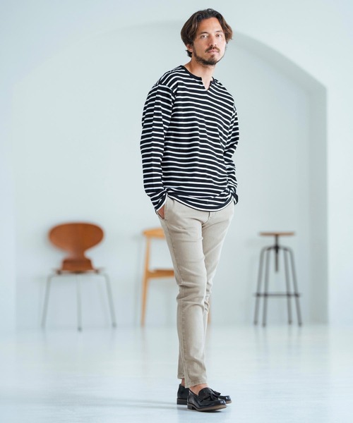 Magine(マージン)の「mlt4788-Border Pattern Span Fraise Long Sleeve Cut Sew ロンT(Tシャツ/カットソー・メンズ・ブラック×ホワイト/ブラック×グレー/グレー×ホワイト・44/46/48)」の15枚目の写真
