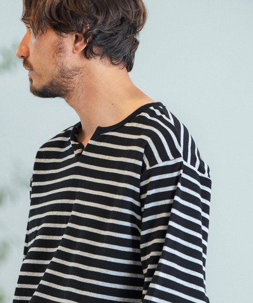 Magine(マージン)の「mlt4788-Border Pattern Span Fraise Long Sleeve Cut Sew ロンT(Tシャツ/カットソー・メンズ・ブラック×ホワイト/ブラック×グレー/グレー×ホワイト・44/46/48)」の17枚目の写真