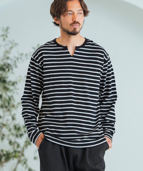 Magine(マージン)の「mlt4788-Border Pattern Span Fraise Long Sleeve Cut Sew ロンT(Tシャツ/カットソー・メンズ・ブラック×ホワイト/ブラック×グレー/グレー×ホワイト・44/46/48)」の18枚目の写真