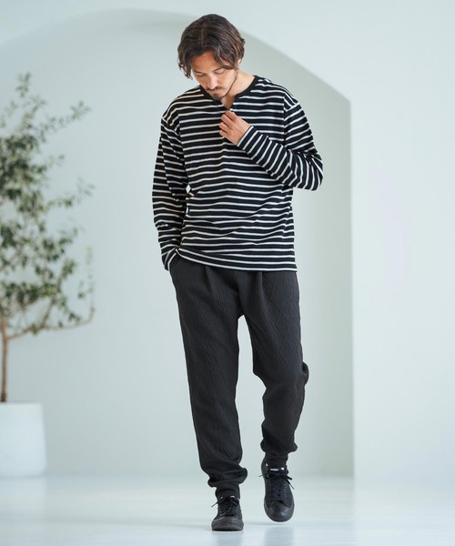 Magine(マージン)の「mlt4788-Border Pattern Span Fraise Long Sleeve Cut Sew ロンT(Tシャツ/カットソー・メンズ・ブラック×ホワイト/ブラック×グレー/グレー×ホワイト・44/46/48)」の20枚目の写真