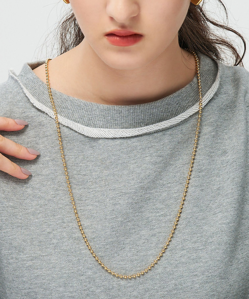 collex（コレックス）の「【dignif】【金属アレルギー対応】ボールチェーンネックレス3mm（ネックレス・レディース・シルバー/ゴールド・フリー）」の2枚目の写真