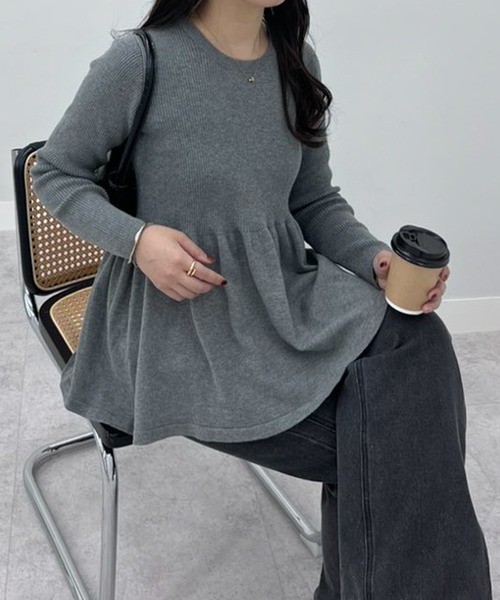 Rene ルネ　ペプラムニット リブ切替ペプラムニット - ベルーナ【公式】