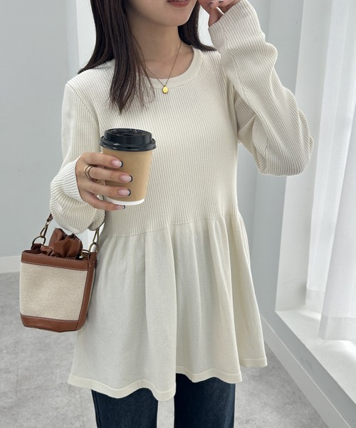 セール】リブ切替ペプラムニット（ニット/セーター）｜RANAN（ラナン