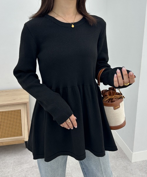 セール】リブ切替ペプラムニット（ニット/セーター）｜RANAN（ラナン