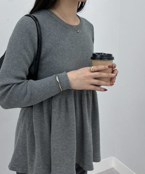 Rene ルネ　ペプラムニット 楽天市場】＼早割全品10％OFFクーポン／ニットプルオーバー リブ切替