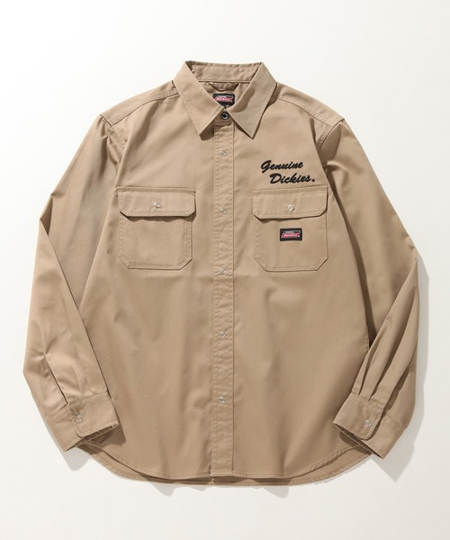 Dickies（ディッキーズ）の「【GENUINE DICKIES/ジェニュインディッキーズ】TCツイル ロゴ刺繍 ロングスリーブワークシャツ（シャツ/ブラウス・メンズ・ベージュ/ブラック/インディゴブルー/ブルー系その他・M/L/LL）」の2枚目の写真