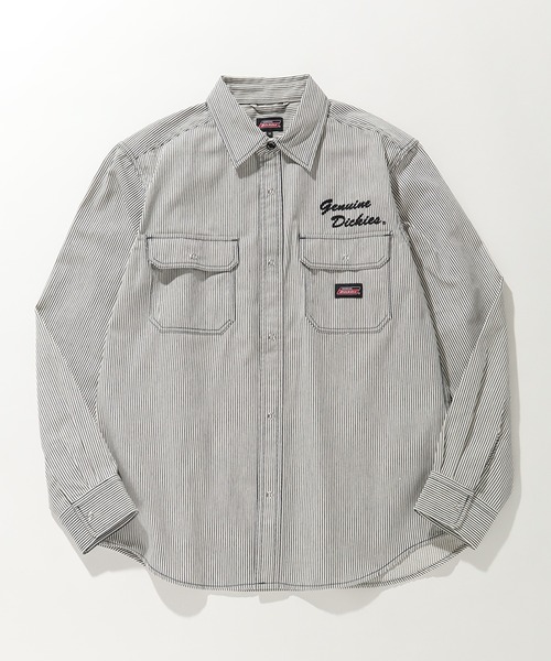 Dickies（ディッキーズ）の「【GENUINE DICKIES/ジェニュインディッキーズ】TCツイル ロゴ刺繍 ロングスリーブワークシャツ（シャツ/ブラウス・メンズ・ベージュ/ブラック/インディゴブルー/ブルー系その他・M/L/LL）」の4枚目の写真