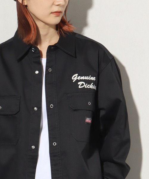 Dickies（ディッキーズ）の「【GENUINE DICKIES/ジェニュインディッキーズ】TCツイル ロゴ刺繍 ロングスリーブワークシャツ（シャツ/ブラウス・メンズ・ベージュ/ブラック/インディゴブルー/ブルー系その他・M/L/LL）」の5枚目の写真