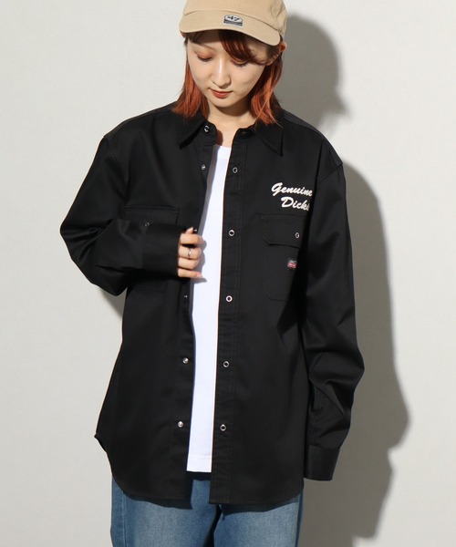 Dickies（ディッキーズ）の「【GENUINE DICKIES/ジェニュインディッキーズ】TCツイル ロゴ刺繍 ロングスリーブワークシャツ（シャツ/ブラウス・メンズ・ベージュ/ブラック/インディゴブルー/ブルー系その他・M/L/LL）」の7枚目の写真