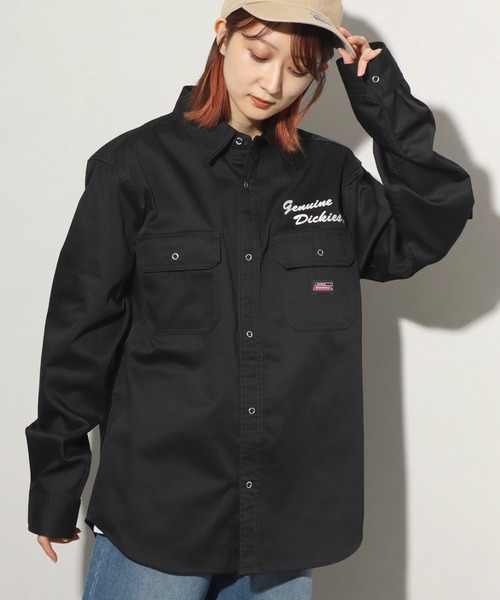Dickies（ディッキーズ）の「【GENUINE DICKIES/ジェニュインディッキーズ】TCツイル ロゴ刺繍 ロングスリーブワークシャツ（シャツ/ブラウス・メンズ・ベージュ/ブラック/インディゴブルー/ブルー系その他・M/L/LL）」の6枚目の写真