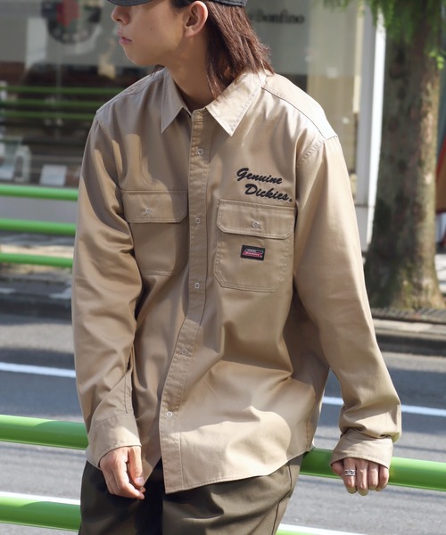 Dickies（ディッキーズ）の「【GENUINE DICKIES/ジェニュインディッキーズ】TCツイル ロゴ刺繍 ロングスリーブワークシャツ（シャツ/ブラウス・メンズ・ベージュ/ブラック/インディゴブルー/ブルー系その他・M/L/LL）」の10枚目の写真