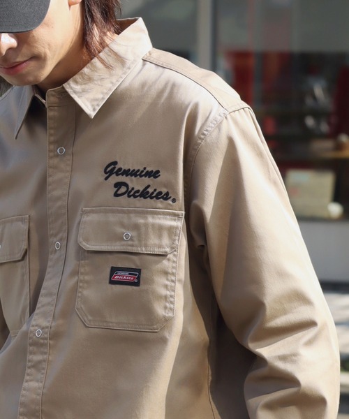 Dickies（ディッキーズ）の「【GENUINE DICKIES/ジェニュインディッキーズ】TCツイル ロゴ刺繍 ロングスリーブワークシャツ（シャツ/ブラウス・メンズ・ベージュ/ブラック/インディゴブルー/ブルー系その他・M/L/LL）」の11枚目の写真
