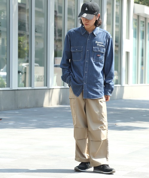 Dickies（ディッキーズ）の「【GENUINE DICKIES/ジェニュインディッキーズ】TCツイル ロゴ刺繍 ロングスリーブワークシャツ（シャツ/ブラウス・メンズ・ベージュ/ブラック/インディゴブルー/ブルー系その他・M/L/LL）」の16枚目の写真