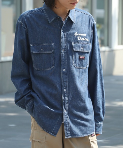 Dickies（ディッキーズ）の「【GENUINE DICKIES/ジェニュインディッキーズ】TCツイル ロゴ刺繍 ロングスリーブワークシャツ（シャツ/ブラウス・メンズ・ベージュ/ブラック/インディゴブルー/ブルー系その他・M/L/LL）」の15枚目の写真
