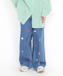 PUNYUS | 10th anniversary総柄刺繍デニムバギーパンツ(デニムパンツ)