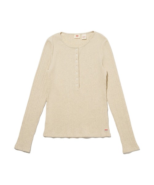 Levi's（リーバイス）の「Levi's/リーバイス DRY GOODS ヘンリーネックカットソー ベージュ OATMEAL（Tシャツ/カットソー・レディース・オフホワイト・M/S/XS）」の2枚目の写真