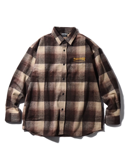 THRASHER(スラッシャー)の「【THRASHER/スラッシャー】バックロゴデザイン ビッグシルエット ネルシャツ(シャツ/ブラウス・メンズ・ブラウン/ブラック・M/L/XL)」の20枚目の写真