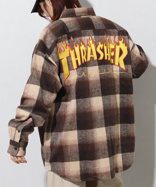 THRASHER(スラッシャー)の「【THRASHER/スラッシャー】バックロゴデザイン ビッグシルエット ネルシャツ(シャツ/ブラウス・メンズ・ブラウン/ブラック・M/L/XL)」の15枚目の写真