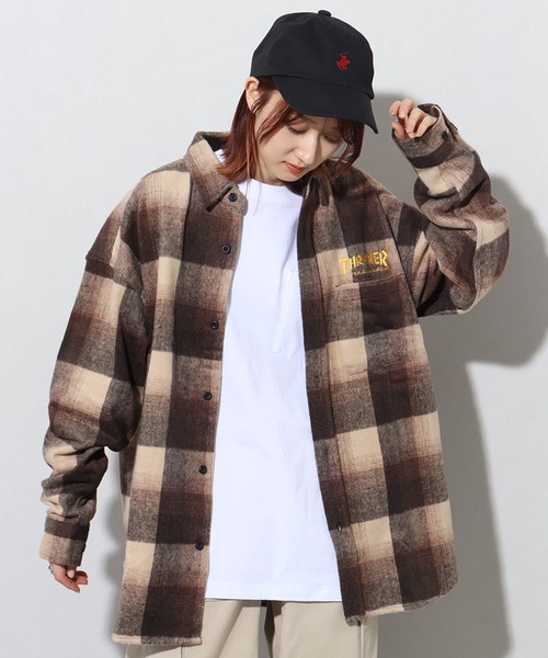 THRASHER(スラッシャー)の「【THRASHER/スラッシャー】バックロゴデザイン ビッグシルエット ネルシャツ(シャツ/ブラウス・メンズ・ブラウン/ブラック・M/L/XL)」の14枚目の写真