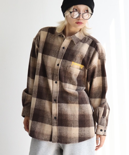 THRASHER(スラッシャー)の「【THRASHER/スラッシャー】バックロゴデザイン ビッグシルエット ネルシャツ(シャツ/ブラウス・メンズ・ブラウン/ブラック・M/L/XL)」の10枚目の写真