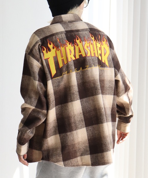 THRASHER(スラッシャー)の「【THRASHER/スラッシャー】バックロゴデザイン ビッグシルエット ネルシャツ(シャツ/ブラウス・メンズ・ブラウン/ブラック・M/L/XL)」の8枚目の写真