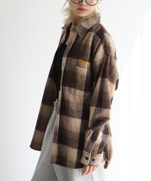 THRASHER(スラッシャー)の「【THRASHER/スラッシャー】バックロゴデザイン ビッグシルエット ネルシャツ(シャツ/ブラウス・メンズ・ブラウン/ブラック・M/L/XL)」の11枚目の写真