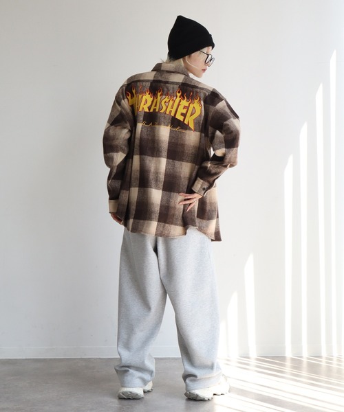 THRASHER(スラッシャー)の「【THRASHER/スラッシャー】バックロゴデザイン ビッグシルエット ネルシャツ(シャツ/ブラウス・メンズ・ブラウン/ブラック・M/L/XL)」の13枚目の写真