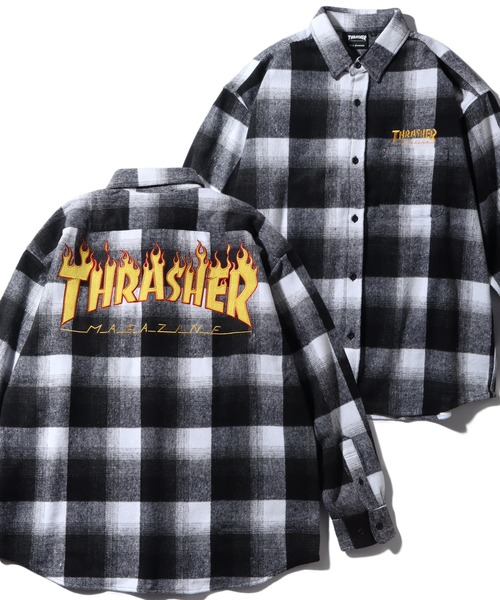 THRASHER(スラッシャー)の「【THRASHER/スラッシャー】バックロゴデザイン ビッグシルエット ネルシャツ(シャツ/ブラウス・メンズ・ブラウン/ブラック・M/L/XL)」の4枚目の写真
