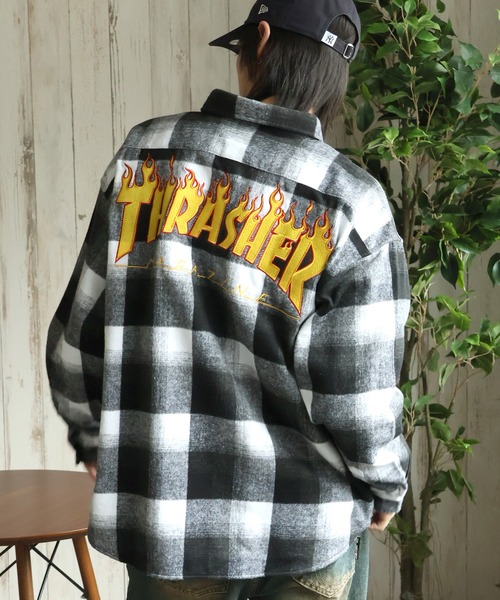 THRASHER(スラッシャー)の「【THRASHER/スラッシャー】バックロゴデザイン ビッグシルエット ネルシャツ(シャツ/ブラウス・メンズ・ブラウン/ブラック・M/L/XL)」の6枚目の写真