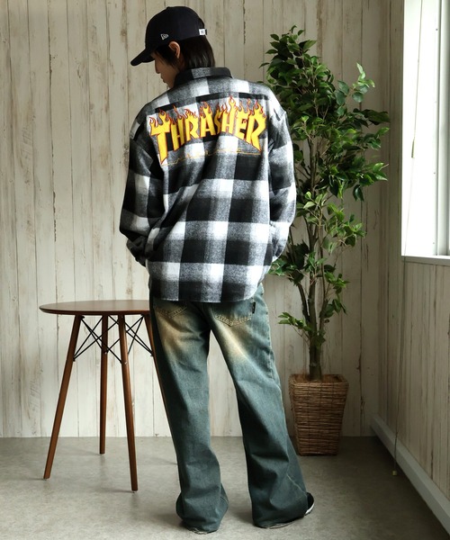 THRASHER(スラッシャー)の「【THRASHER/スラッシャー】バックロゴデザイン ビッグシルエット ネルシャツ(シャツ/ブラウス・メンズ・ブラウン/ブラック・M/L/XL)」の7枚目の写真